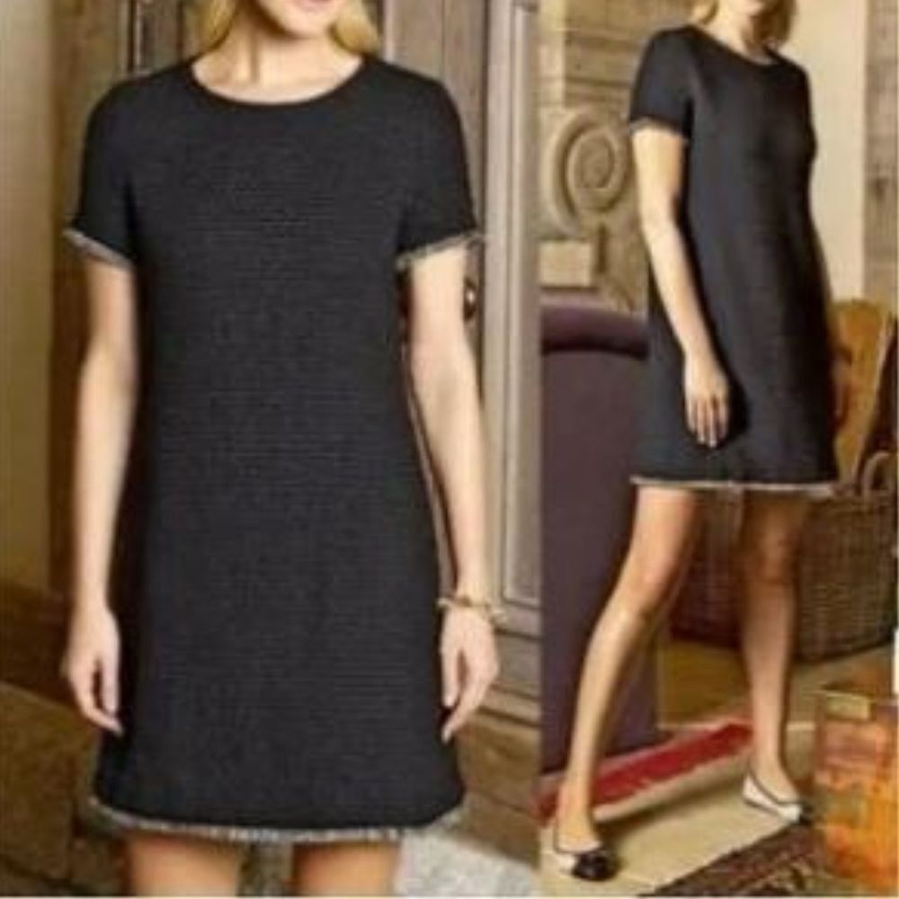 Tyler Boe Black Mini Dress with Black And White‎ Trim, Size 12, NWT
